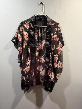 Womens Unbranded Floral Open Cardigan Size XL Black